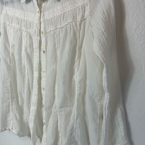 Sundance white bohemian button down blouse size small - Picture 4 of 7